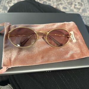 AUTHENTIC Miu Miu Gold Frame Sunglasses Pink Lenses - COA available